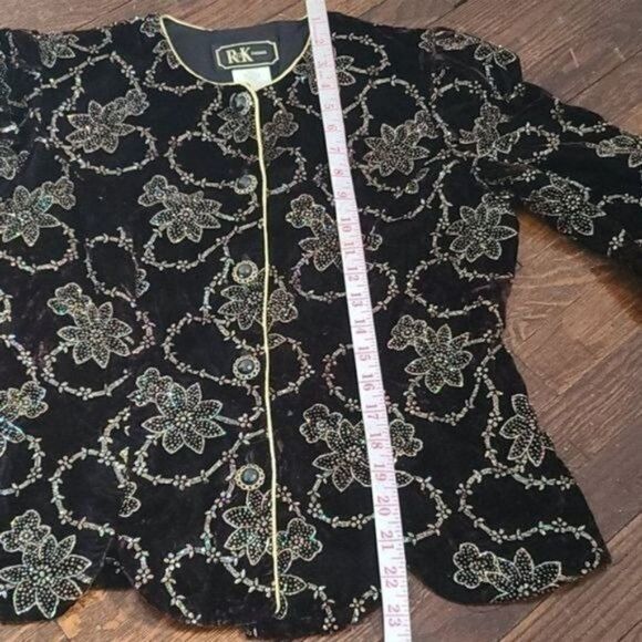 Vintage Dark Romantic Goth Purple Filigree Jacket Gold Trim - Picture 9 of 14